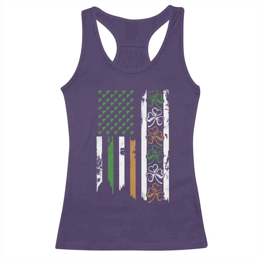 Funny Irish American Vintage Shamrock Flag Racerback Tank Top