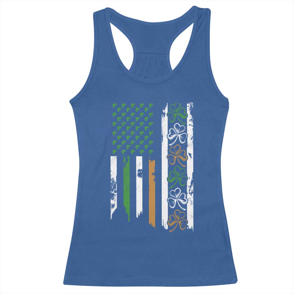 Funny Irish American Vintage Shamrock Flag Racerback Tank Top
