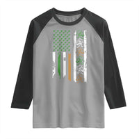 Funny Irish American Vintage Shamrock Flag Raglan Shirt