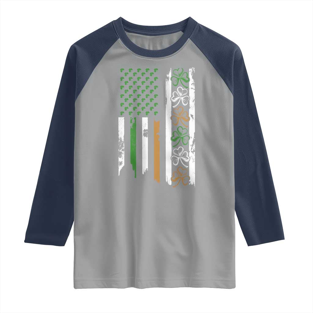 Funny Irish American Vintage Shamrock Flag Raglan Shirt