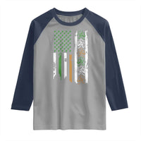 Funny Irish American Vintage Shamrock Flag Raglan Shirt