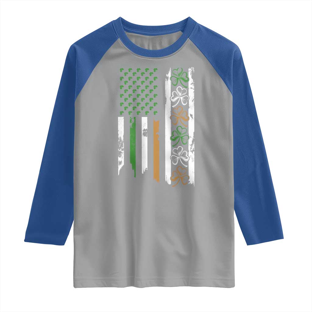 Funny Irish American Vintage Shamrock Flag Raglan Shirt