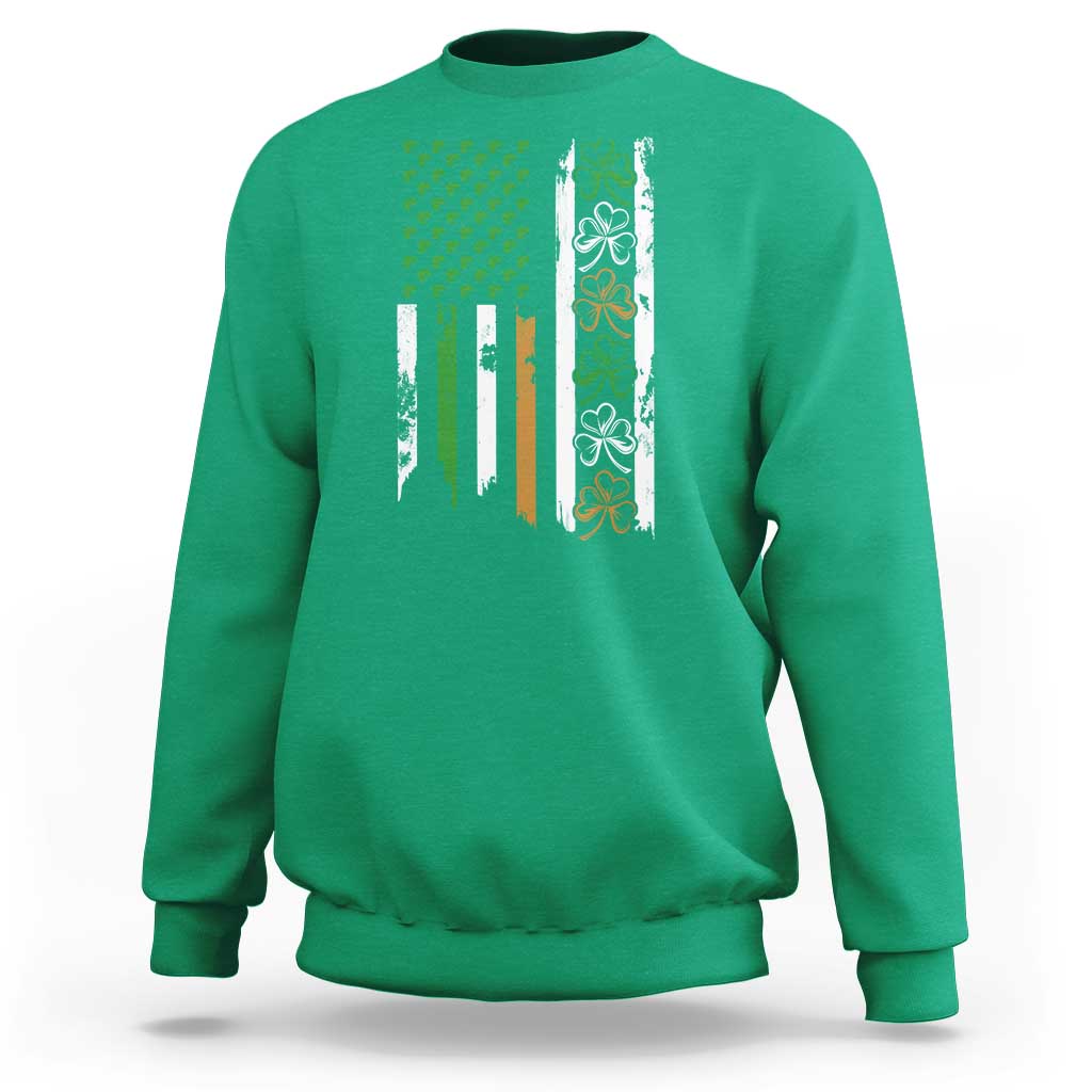 Funny Irish American Vintage Shamrock Flag Sweatshirt