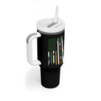Funny Irish American Vintage Shamrock Flag Tumbler With Handle