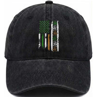 Funny Irish American Vintage Shamrock Flag Washed Cotton Baseball Cap
