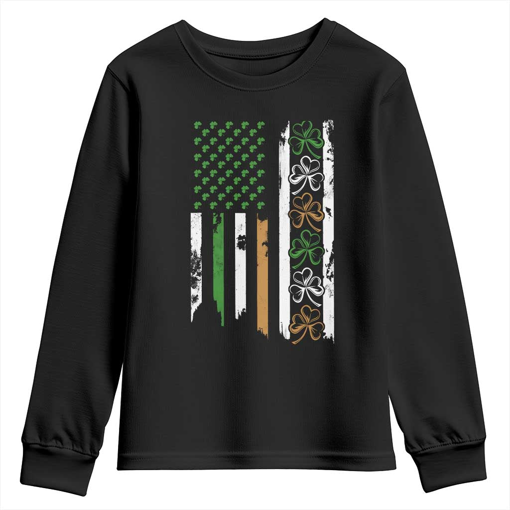 Funny Irish American Vintage Shamrock Flag Youth Sweatshirt