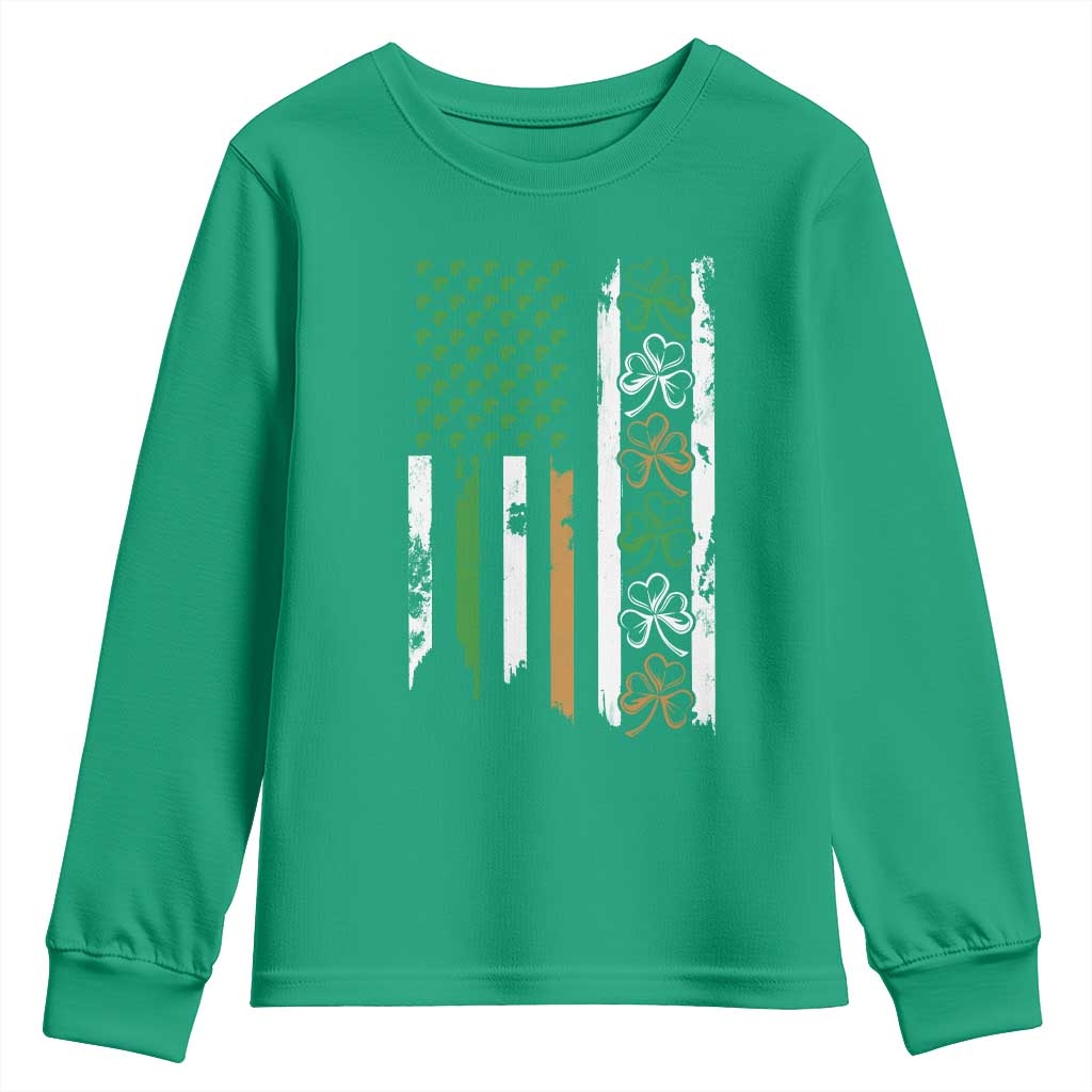 Funny Irish American Vintage Shamrock Flag Youth Sweatshirt