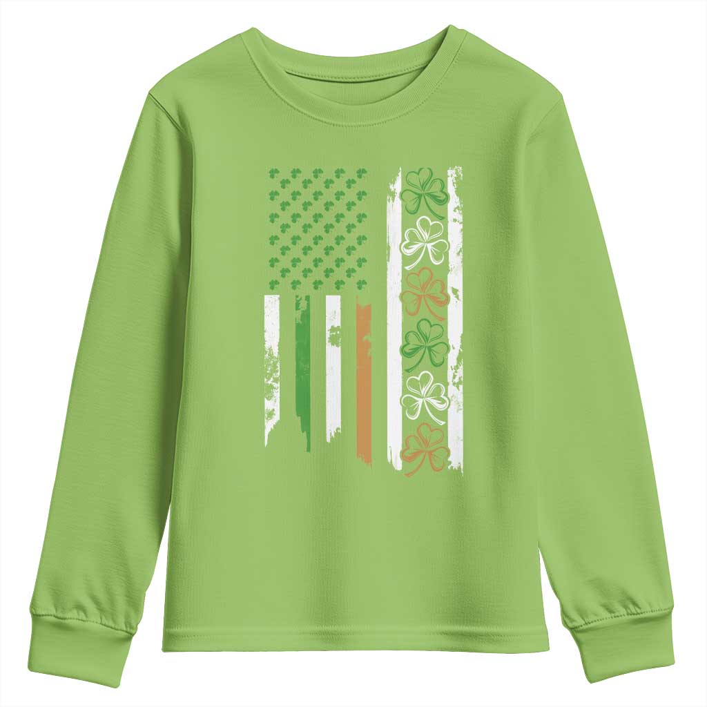 Funny Irish American Vintage Shamrock Flag Youth Sweatshirt