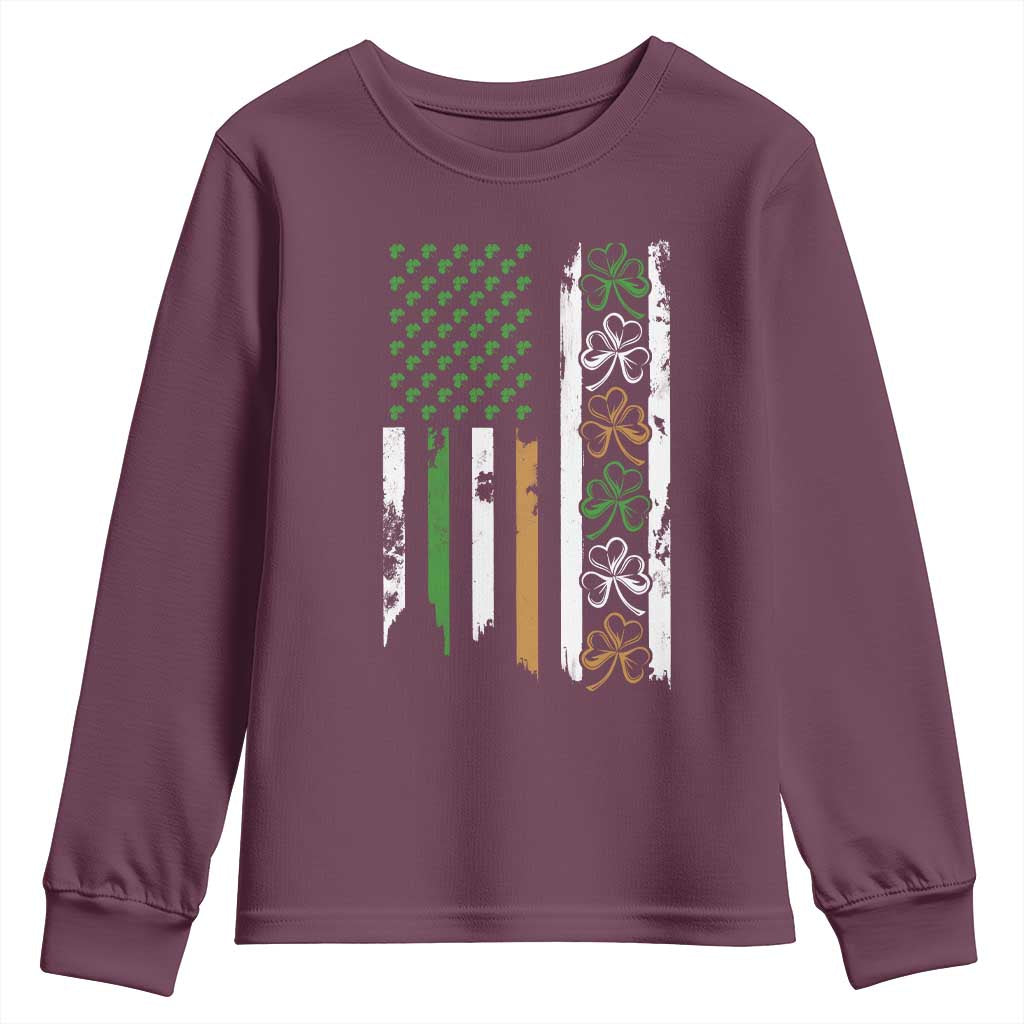 Funny Irish American Vintage Shamrock Flag Youth Sweatshirt