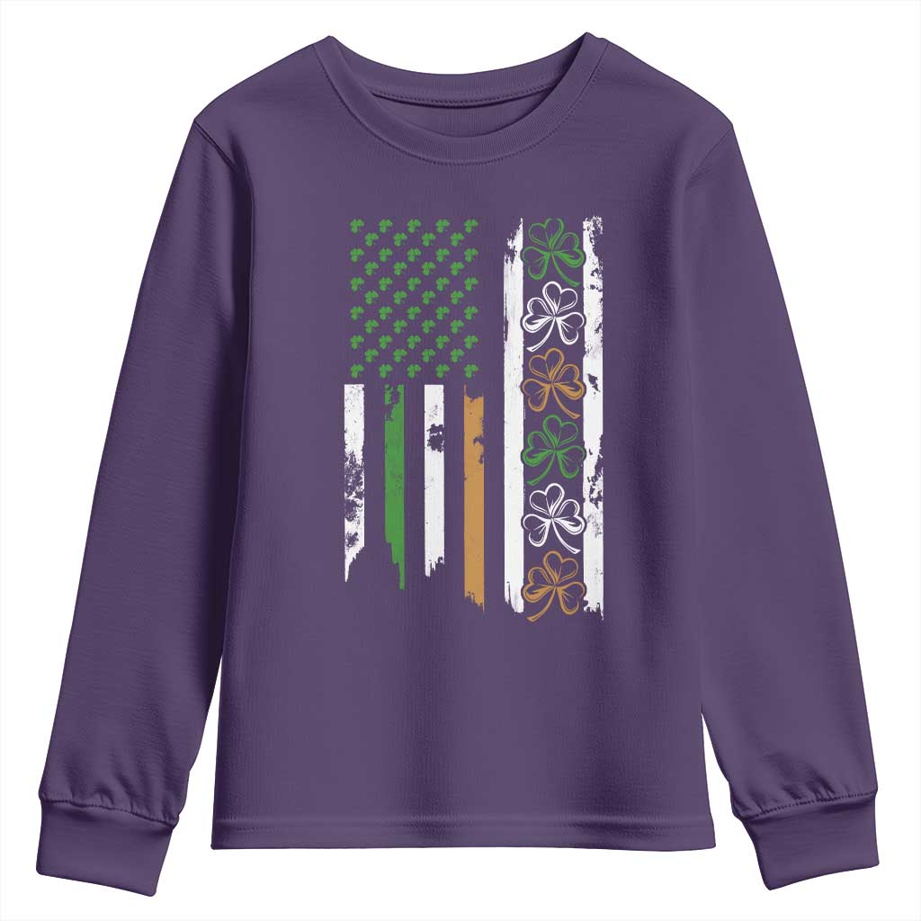 Funny Irish American Vintage Shamrock Flag Youth Sweatshirt