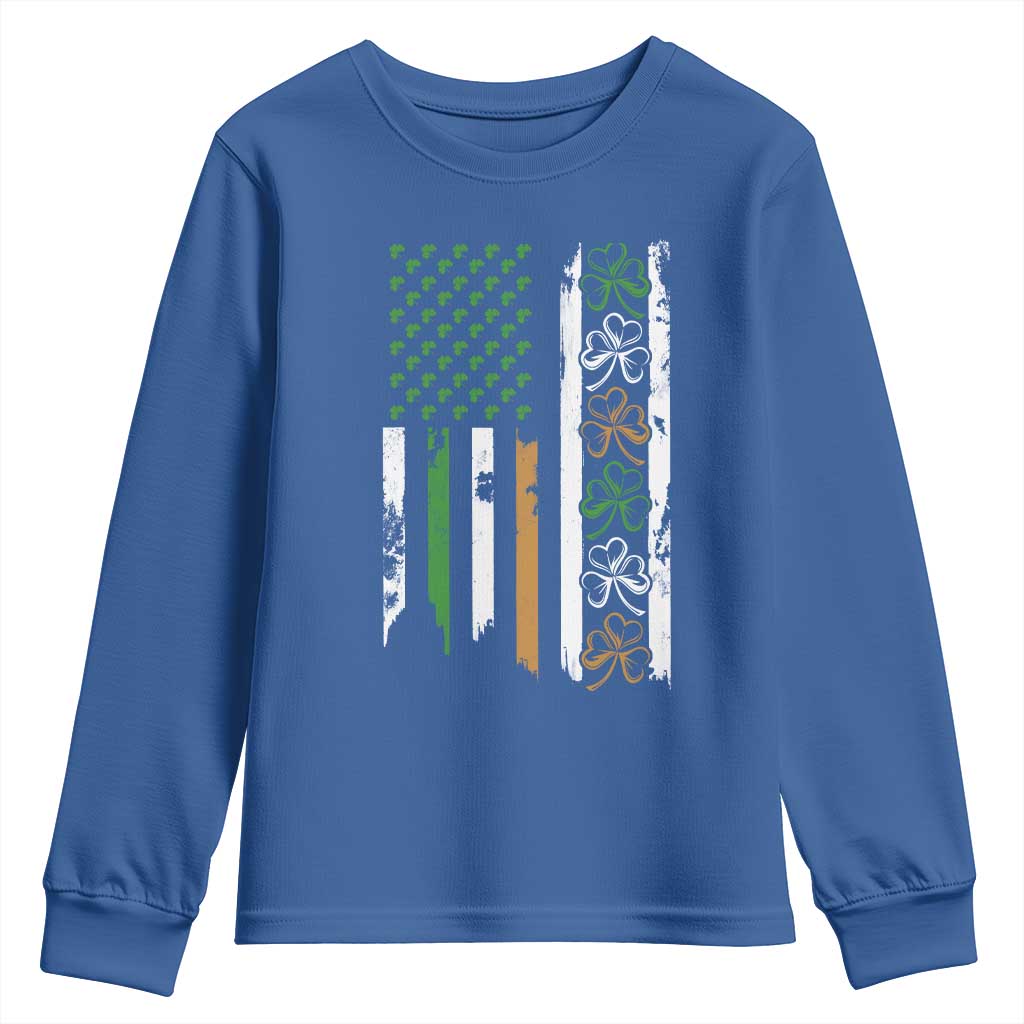 Funny Irish American Vintage Shamrock Flag Youth Sweatshirt