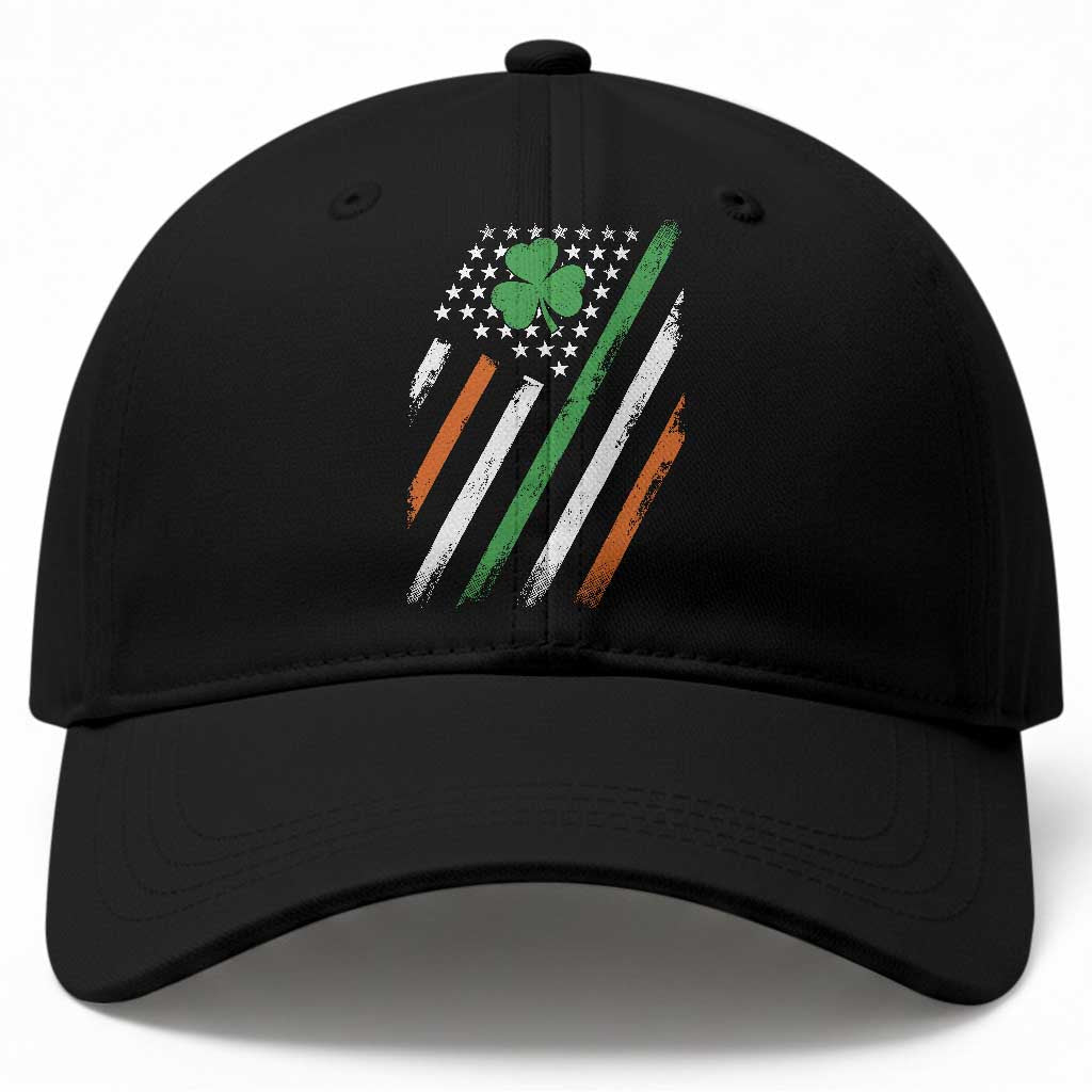 Funny Irish American Flag Shamrock Baseball Cap