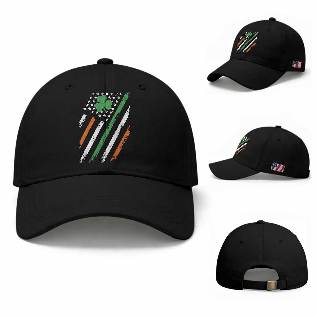 Funny Irish American Flag Shamrock Baseball Cap