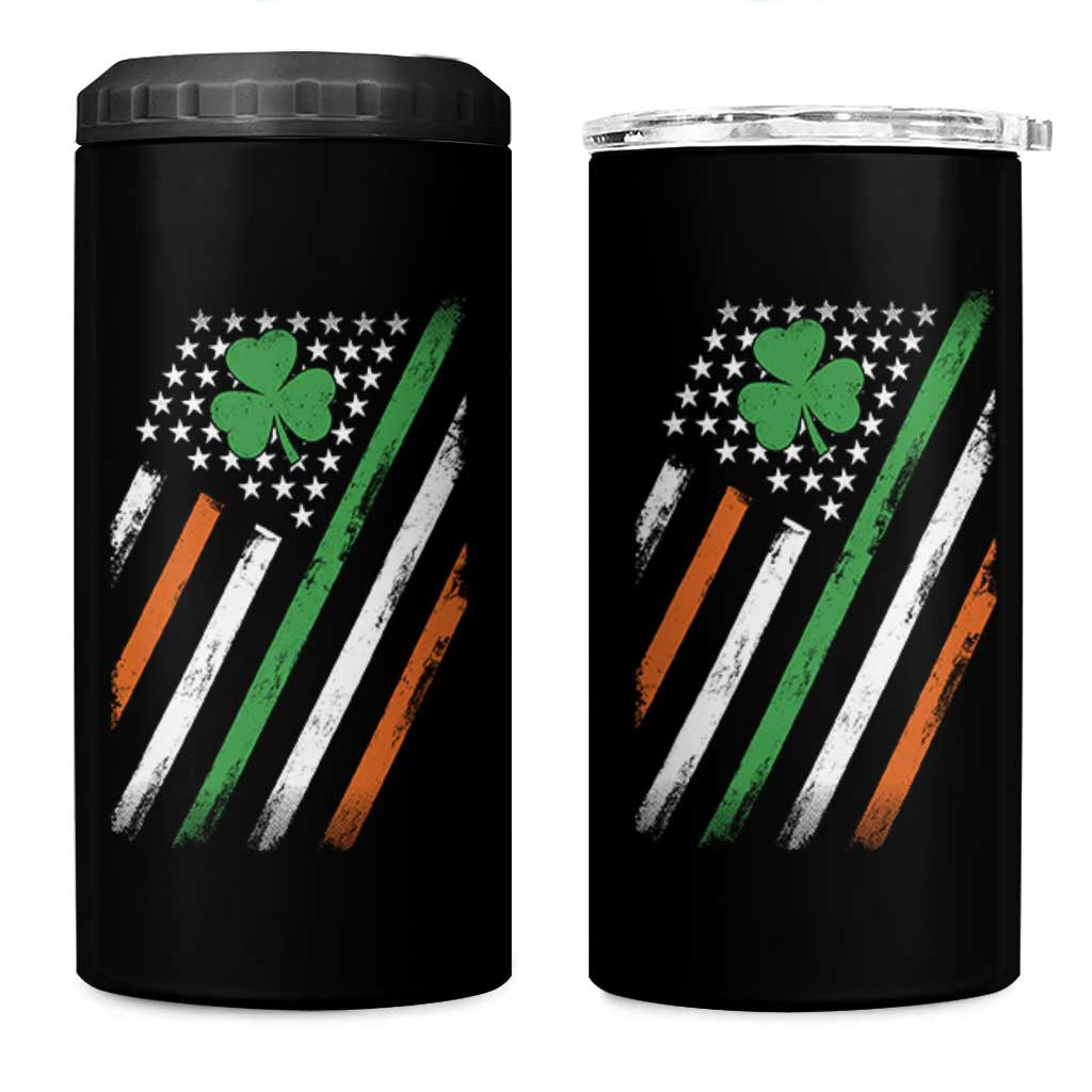 Funny Irish American Flag Shamrock 4 in 1 Can Cooler Tumbler