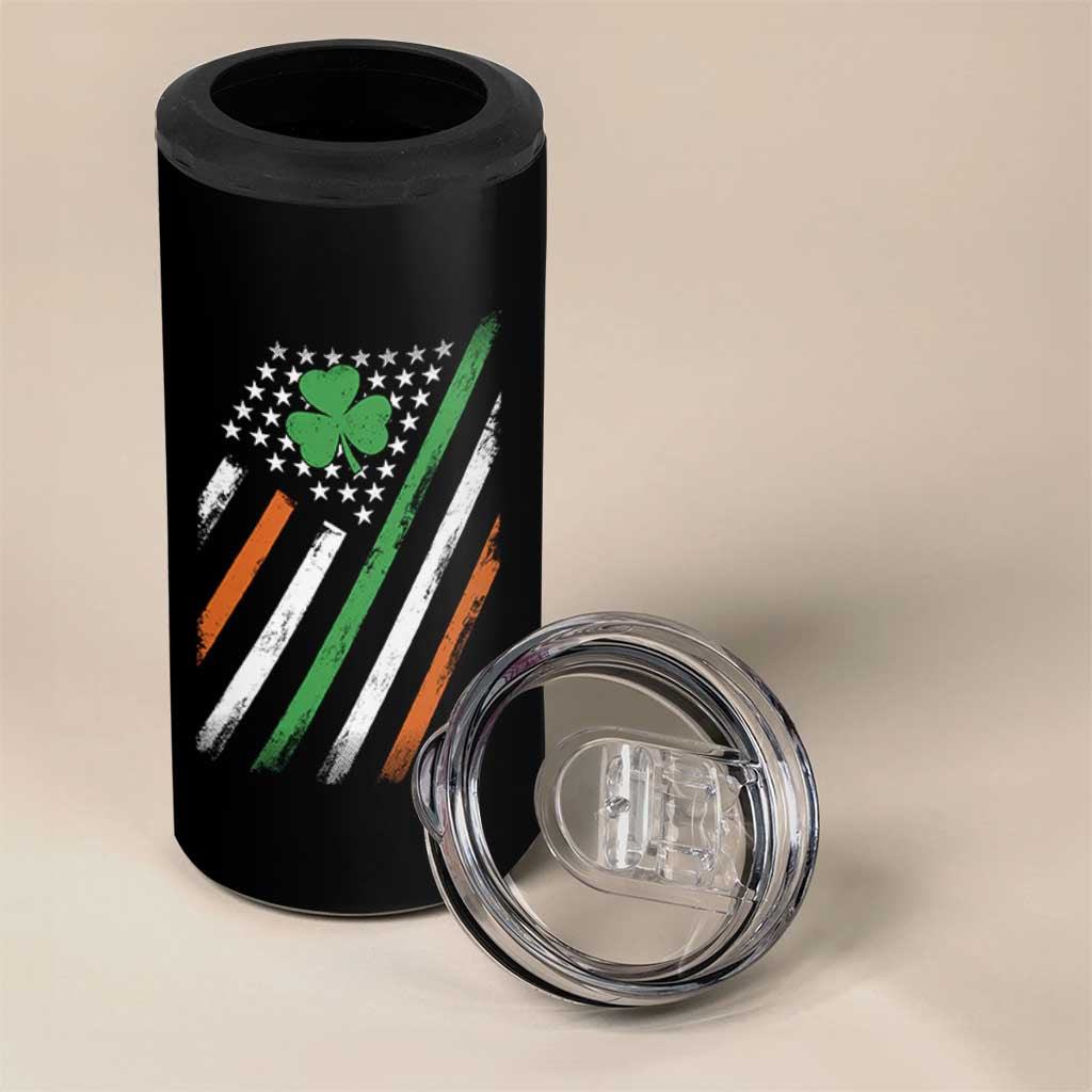 Funny Irish American Flag Shamrock 4 in 1 Can Cooler Tumbler
