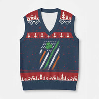 Funny Irish American Flag Shamrock V-Neck Knit Sweater Vest - Wonder Print Shop