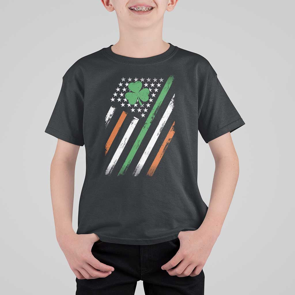 Funny Irish American Flag Shamrock T Shirt For Kid