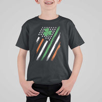 Funny Irish American Flag Shamrock T Shirt For Kid