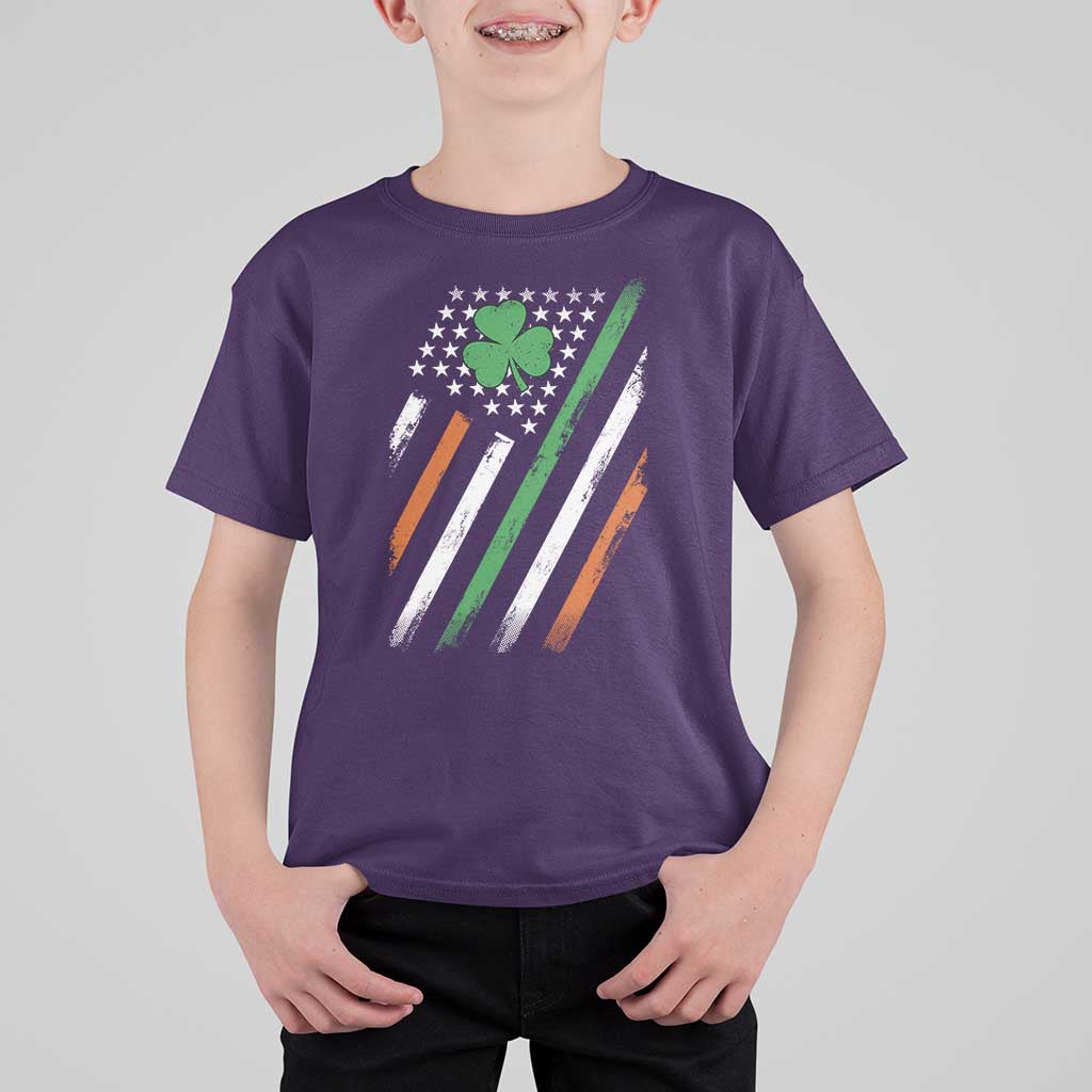 Funny Irish American Flag Shamrock T Shirt For Kid