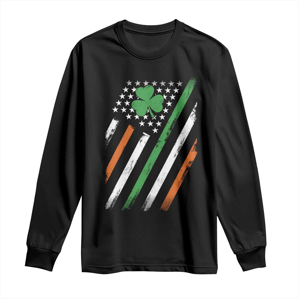 Funny Irish American Flag Shamrock Long Sleeve Shirt