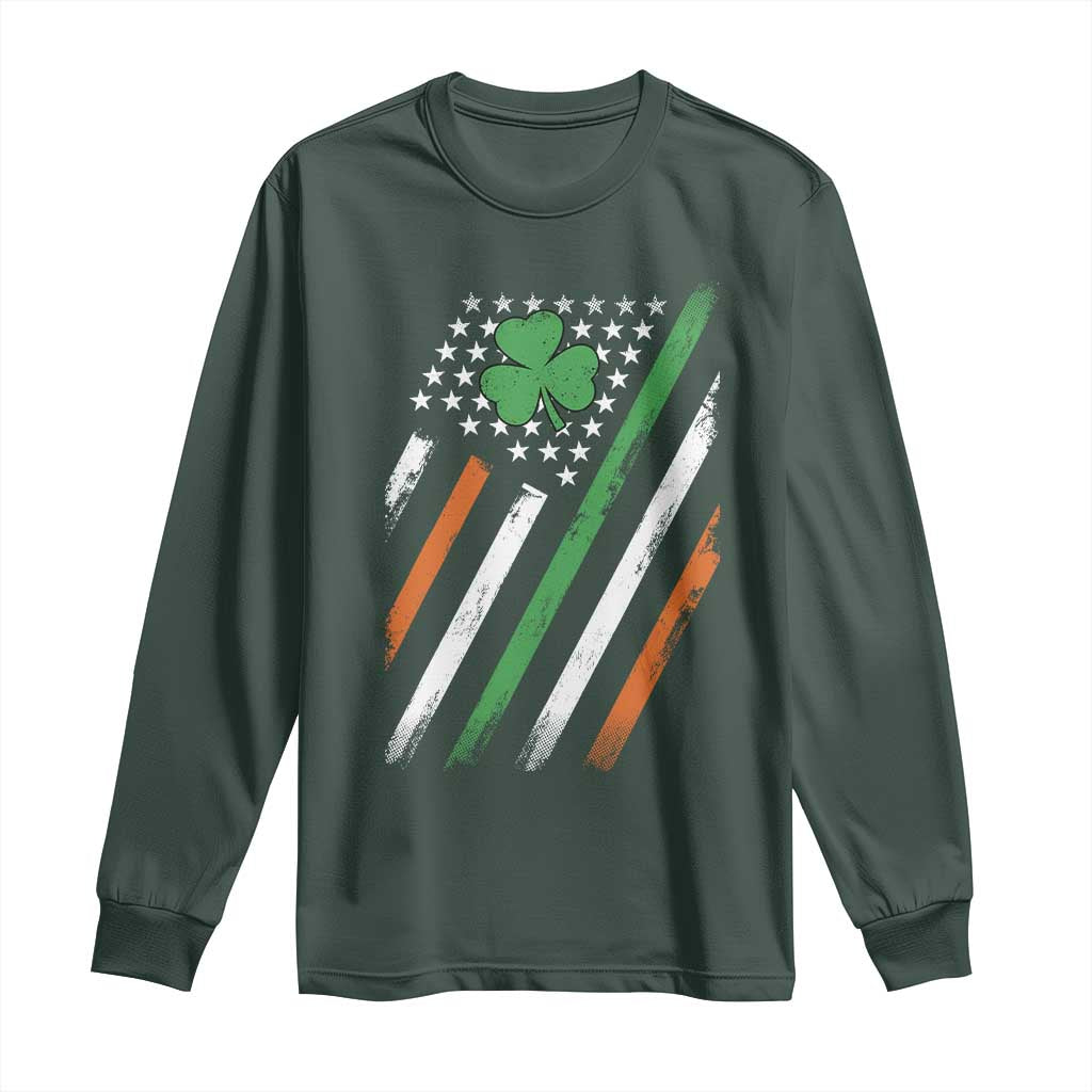 Funny Irish American Flag Shamrock Long Sleeve Shirt