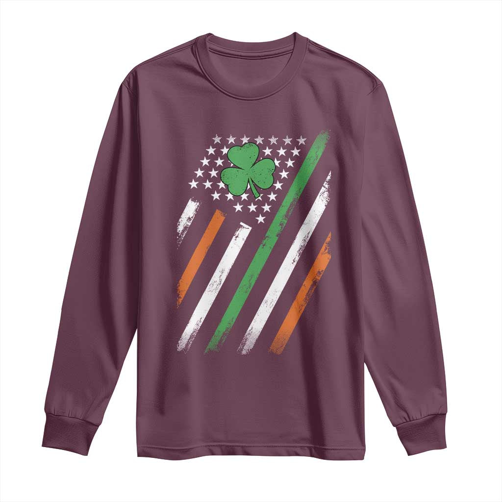 Funny Irish American Flag Shamrock Long Sleeve Shirt