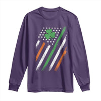 Funny Irish American Flag Shamrock Long Sleeve Shirt