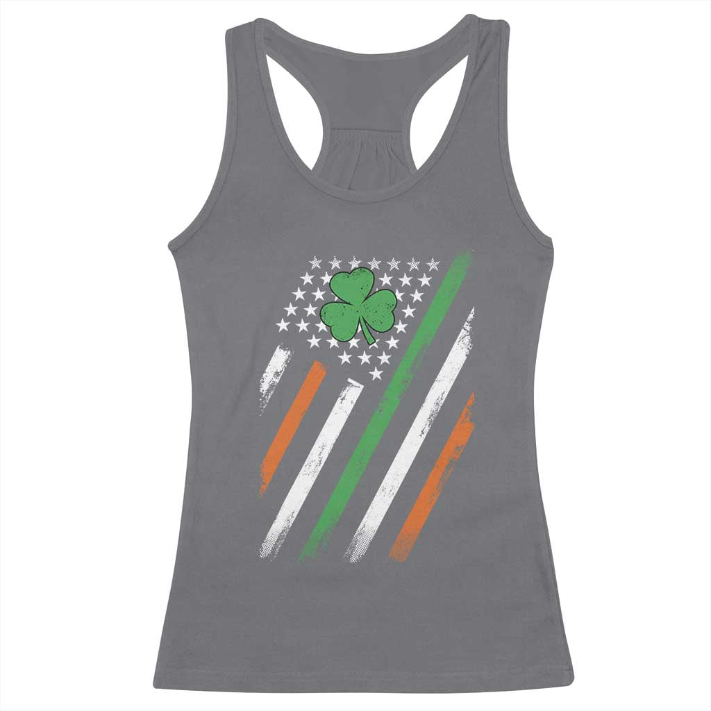 Funny Irish American Flag Shamrock Racerback Tank Top