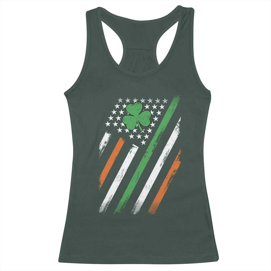 Funny Irish American Flag Shamrock Racerback Tank Top