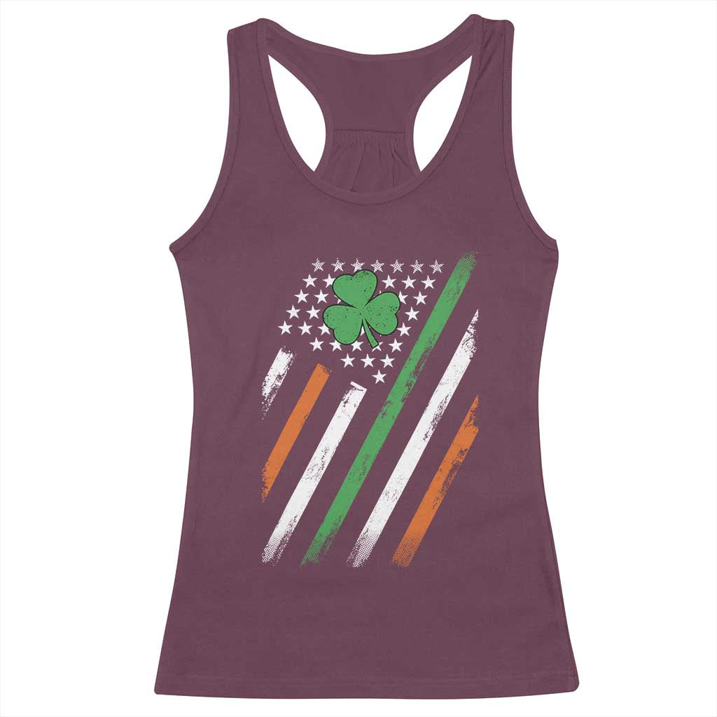 Funny Irish American Flag Shamrock Racerback Tank Top