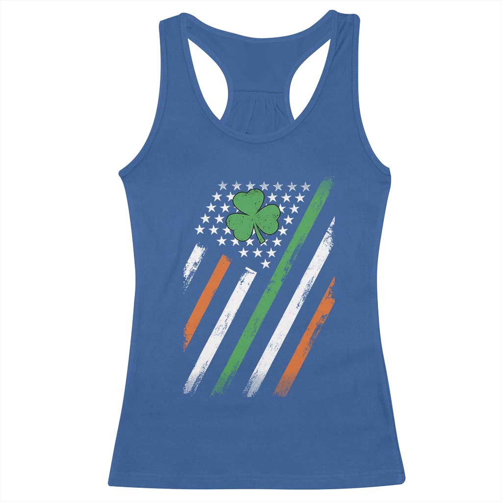 Funny Irish American Flag Shamrock Racerback Tank Top