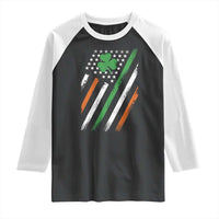Funny Irish American Flag Shamrock Raglan Shirt