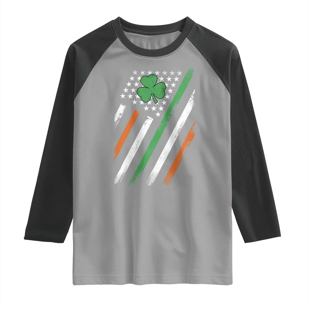 Funny Irish American Flag Shamrock Raglan Shirt