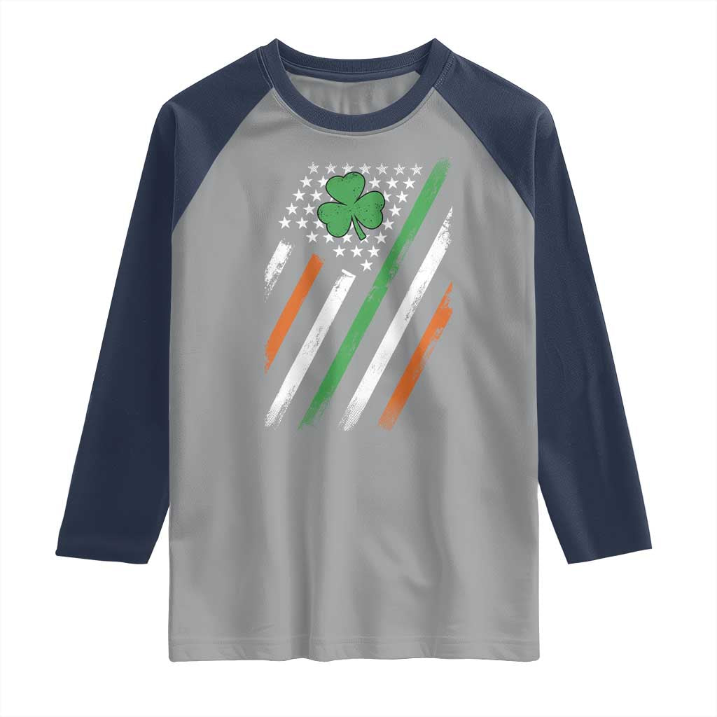 Funny Irish American Flag Shamrock Raglan Shirt