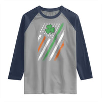 Funny Irish American Flag Shamrock Raglan Shirt