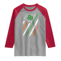 Funny Irish American Flag Shamrock Raglan Shirt