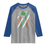 Funny Irish American Flag Shamrock Raglan Shirt