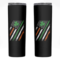 Funny Irish American Flag Shamrock Skinny Tumbler