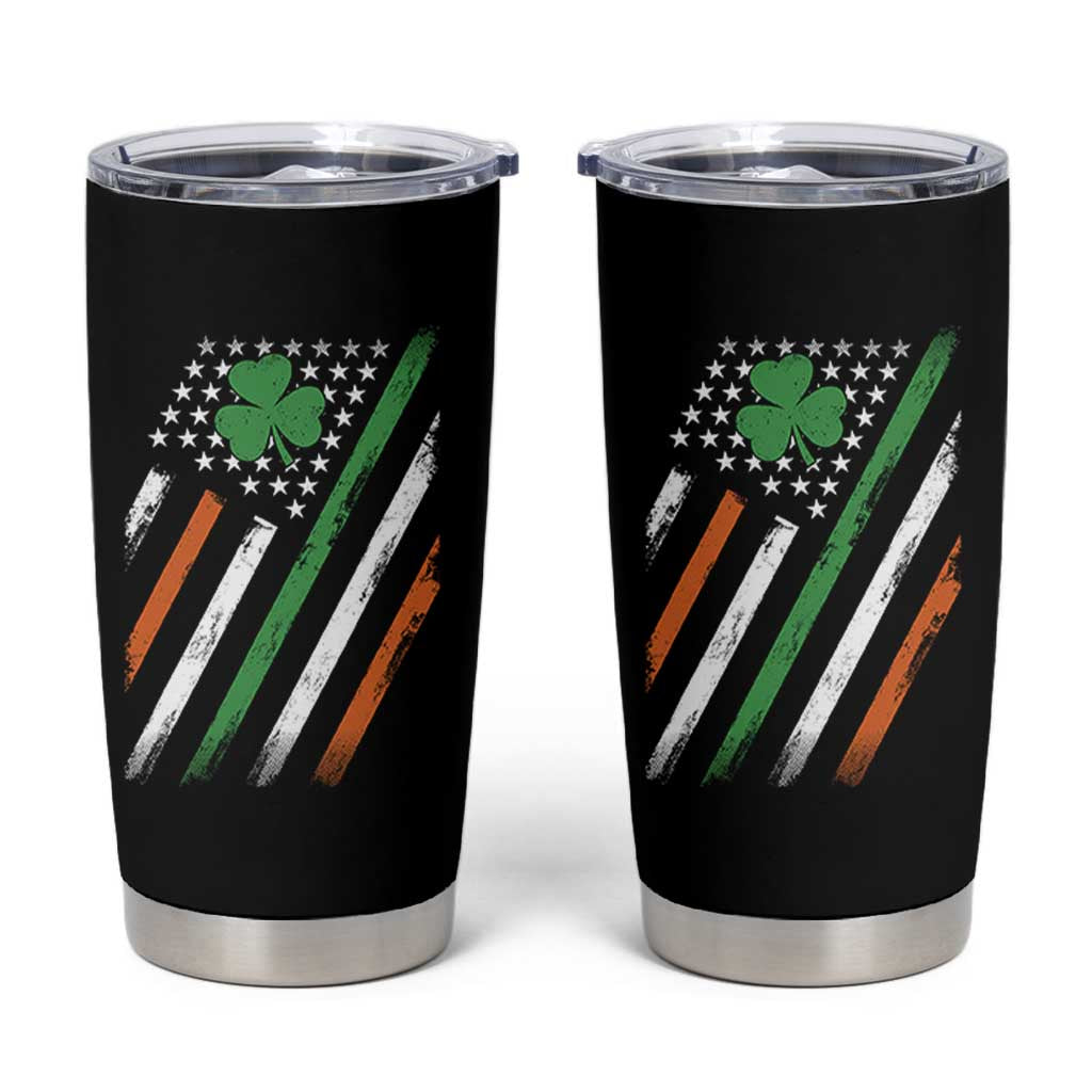 Funny Irish American Flag Shamrock Tumbler Cup