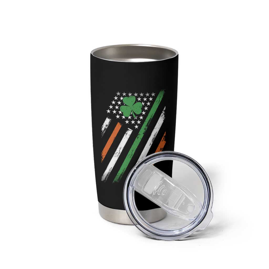 Funny Irish American Flag Shamrock Tumbler Cup