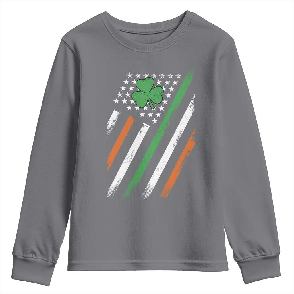 Funny Irish American Flag Shamrock Youth Sweatshirt