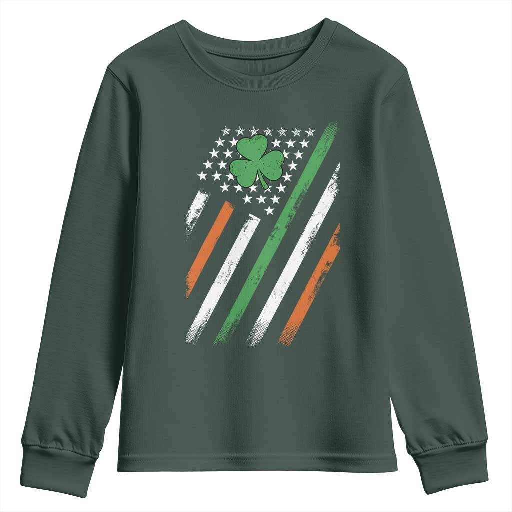 Funny Irish American Flag Shamrock Youth Sweatshirt