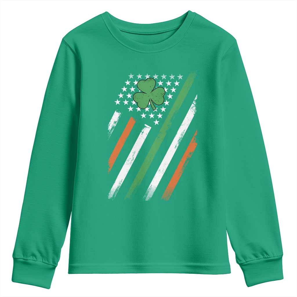 Funny Irish American Flag Shamrock Youth Sweatshirt