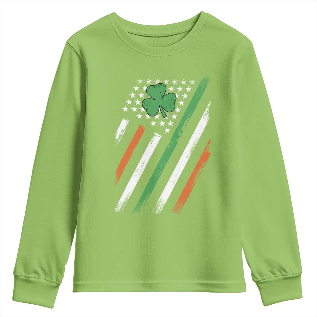 Funny Irish American Flag Shamrock Youth Sweatshirt