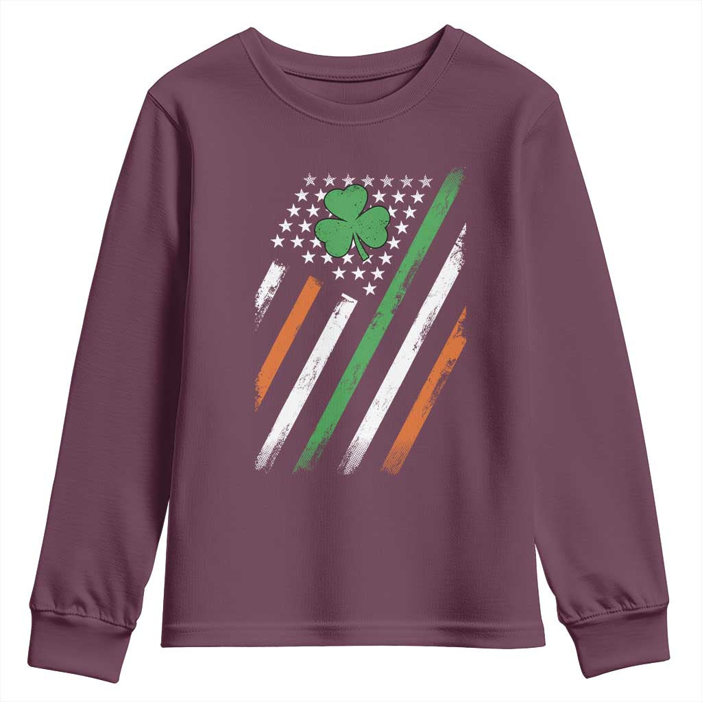 Funny Irish American Flag Shamrock Youth Sweatshirt