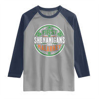 Funny First Shenanigans Then Malarkey Raglan Shirt Irish Shamrock St Patrick's Day