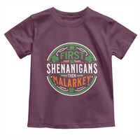 Funny First Shenanigans Then Malarkey Toddler T Shirt Irish Shamrock St Patrick's Day