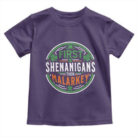 Funny First Shenanigans Then Malarkey Toddler T Shirt Irish Shamrock St Patrick's Day