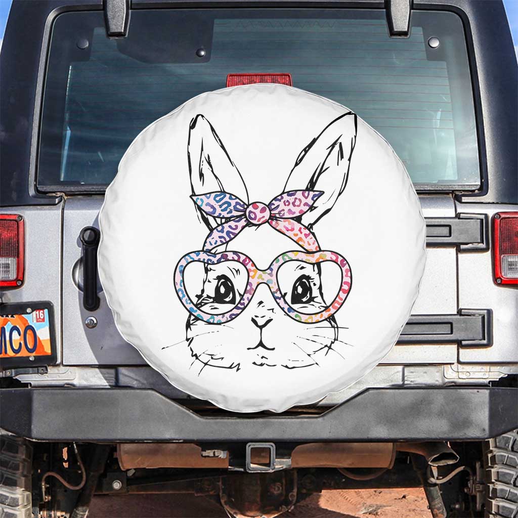 Easter Day Bunny Rabbit Face Tie Dye Glasses Spare Tire Cover