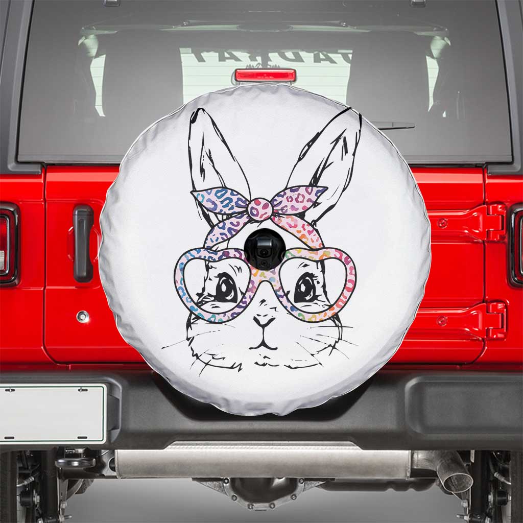 Easter Day Bunny Rabbit Face Tie Dye Glasses Spare Tire Cover
